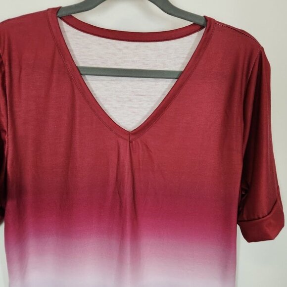 NWT Womens Fashion Casual Gradient V-Neck Short Sleeve Tee Size Small - Picture 3 of 6